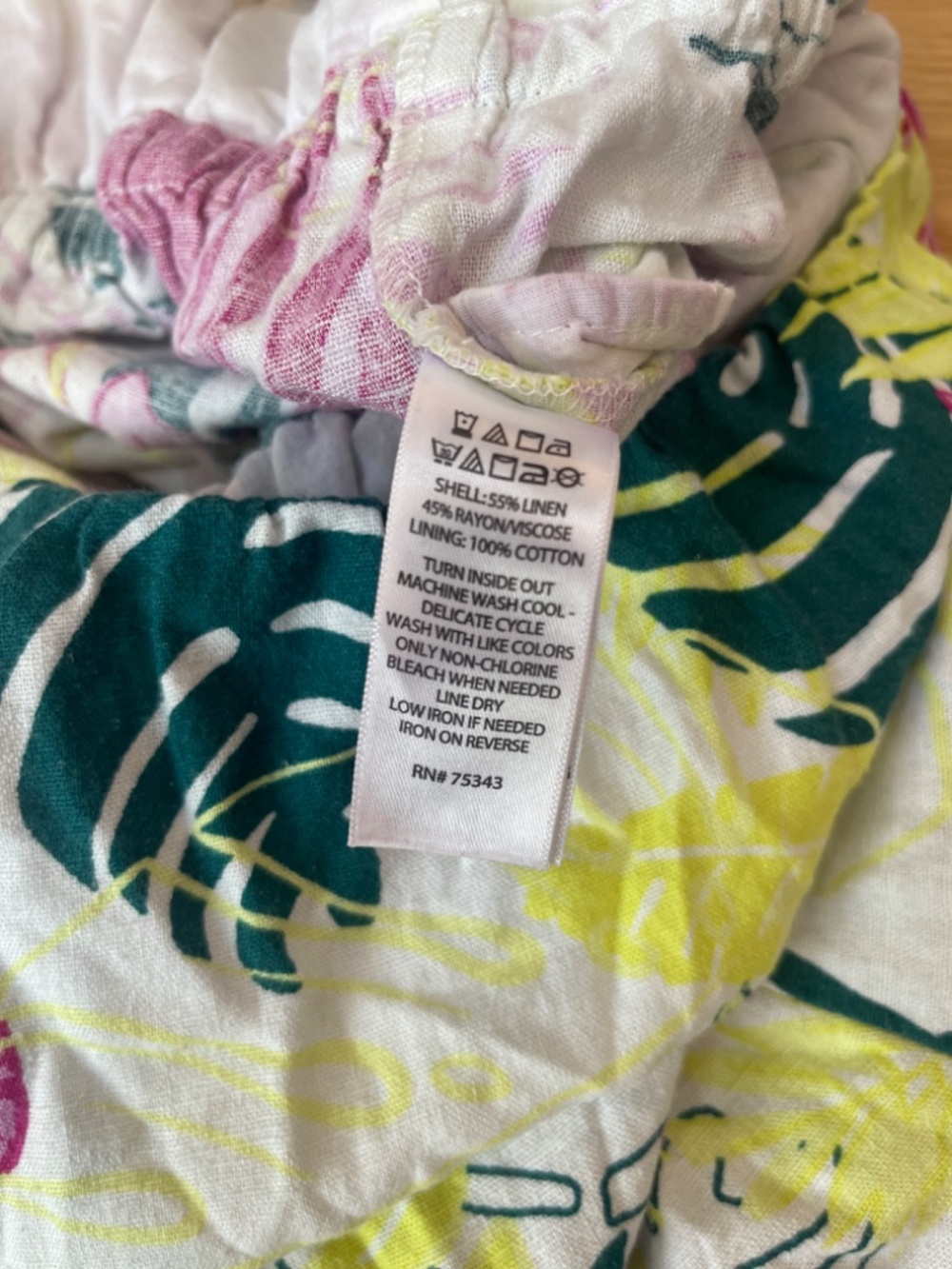 Nicole Miller Linen Blend Tropical Wide Leg Jumpsuit Overalls Size Medium - Picture 14 of 14